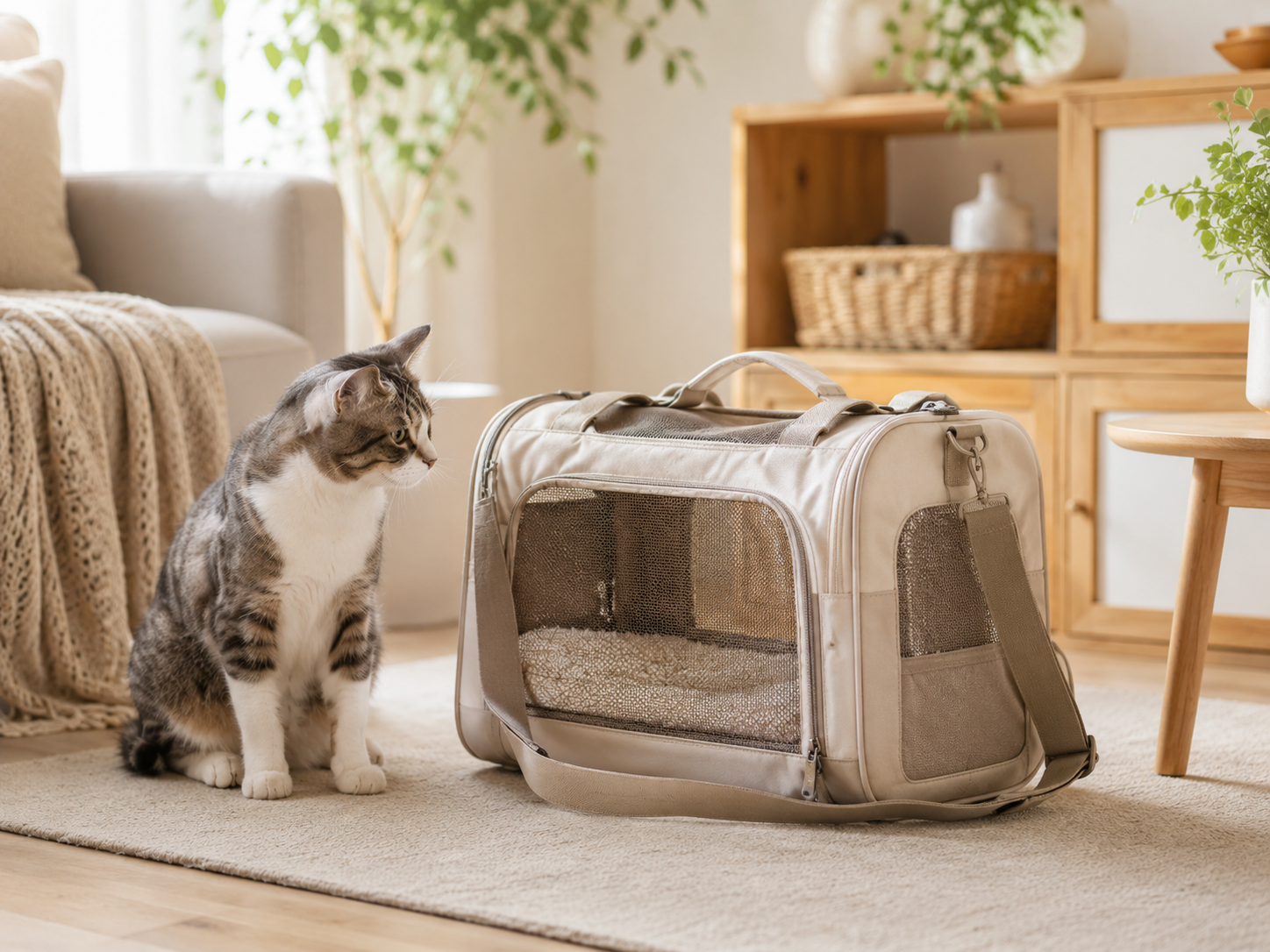 ソフトタイプの猫用キャリーケース